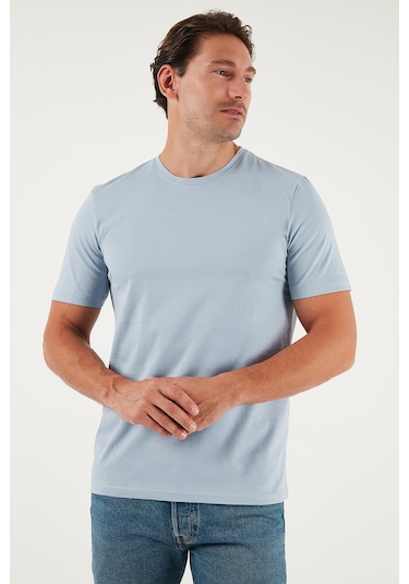 Buratti Pamuklu Regular Fit Bisiklet Yaka Erkek T Shirt 59020204 Açık Mavi