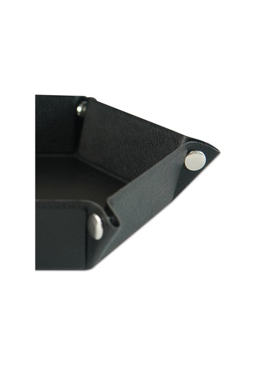 Sones Altıgen Masaüstü Pu Saklama Kutusu Çeşitli Eşyalar Tepsisi, Boyut: 7 İnç Siyah