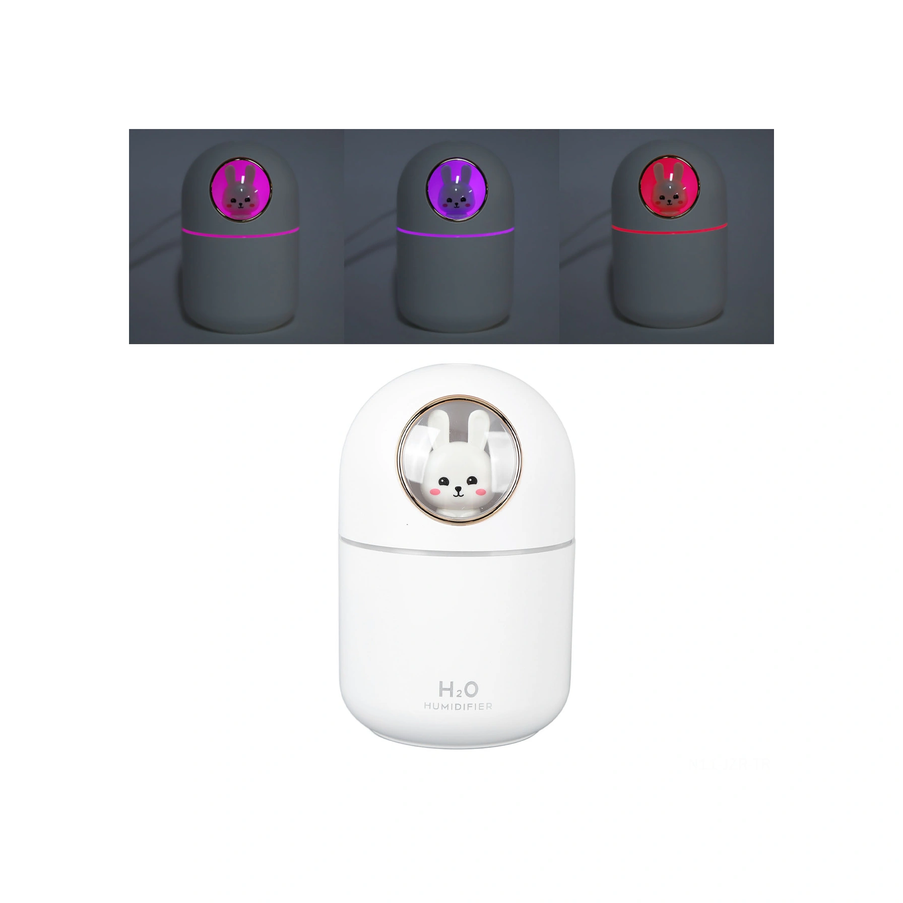 Geeroyoo Küçük Tavşan Desenli Usb Nemlendirici 300ml - Otomatik Kapanma, Süper Sessiz, Renkli Işık Ve Aromaterapi Fonksiyonu İle Ev, Ofis, Araba Kullanıma Uygun Beyaz