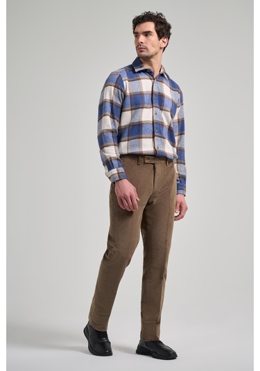 Koyu Bej Pamuklu Yandan Cepli Comfort Fit Kadife Pantolon 1003245160 KOYU BEJ