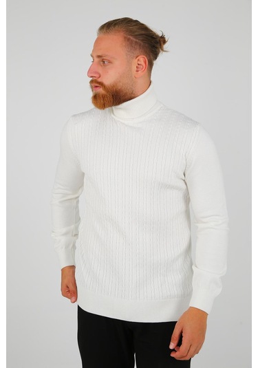 Brango 21234 Erkek Triko Kazak Beyaz