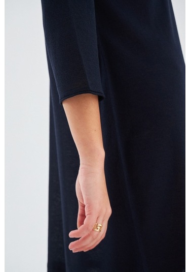 Peraluna Bol Ince Yazlık Şifonlu Kadın Triko Elbise Lacivert Lacivert