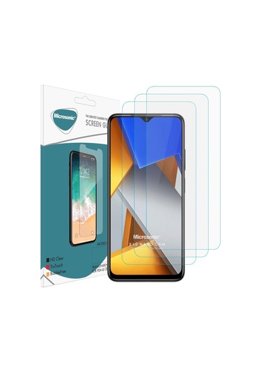 Microsonic Xiaomi Poco M4 Screen Protector Nano Glass Cam Ekran Koruyucu 3 Lü Paket