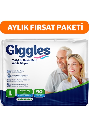 Giggles Yetişkin Bel Bağlamalı Hasta Bezi Large 3 x 30'Lu