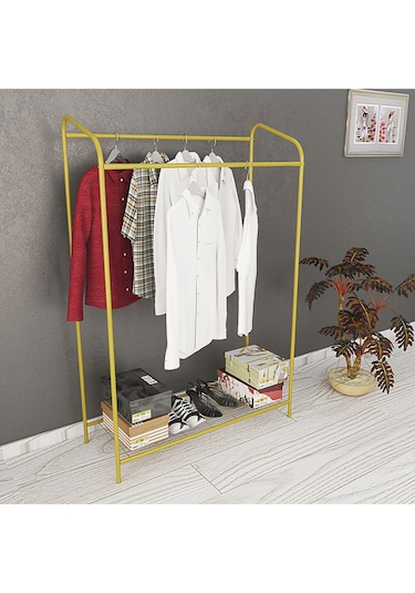 Metallica Concept Armin Çiftli Gold New Konfeksiyon Askısı Büyük Boy Butik Elbise Askısı Altın