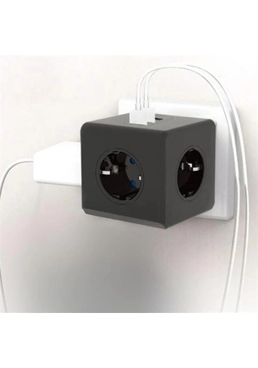 Isıya Dayanıklı Termal Akım Korumalı Ve Çocuk Korumalı 3 Priz Girişli 3 Usb Girişli Küp Priz 5365 Standart