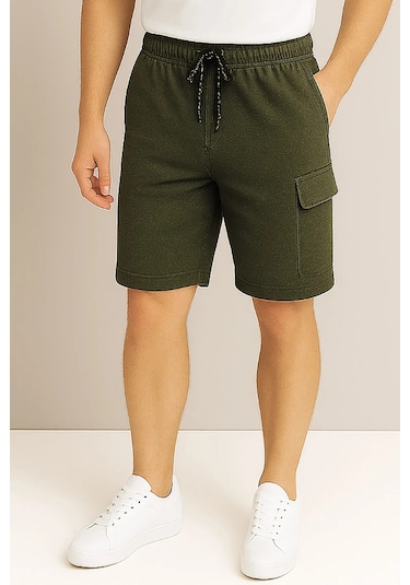 Kargo Cepli Pamuklu Erkek Şort Haki