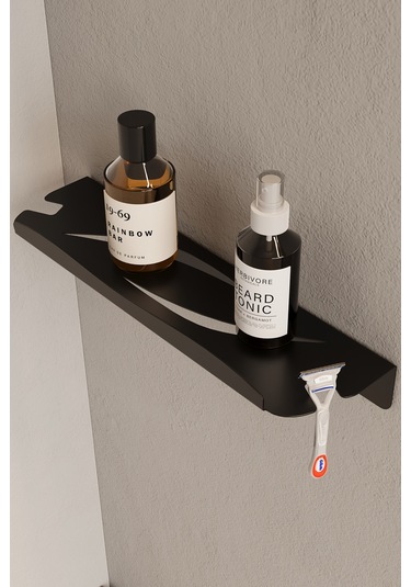 Zift Unique Paslanmaz Çelik Banyo Rafı - Yapışkanlı Duş Askısı Şampuan Rafı Mat Siyah Askılık Diğer