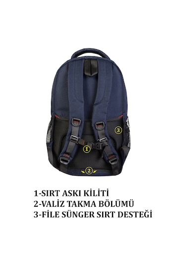 Case Club 13,3-14 İnç Lacivert Laptop Sırt Çantası Su Geçirmez Kumaş Darbe Emici Koruma