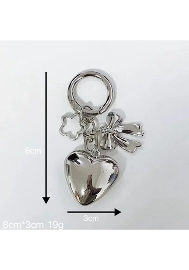 Dawndesslo Gümüş Kalp Şeklinde Anahtarlık Ve Sırt Çantası Charm - Dostluk Hediyesi Black