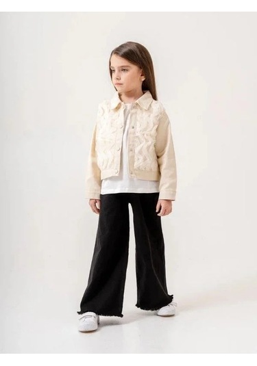 Kız Çocuk İkili T-shirt Ceket Takım-15514 Bej
