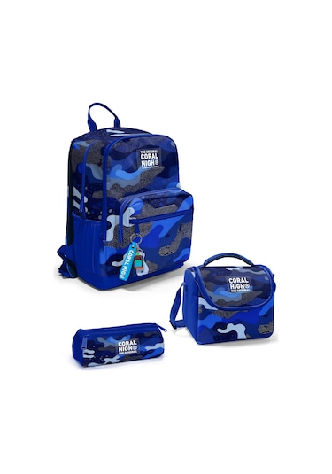 Coral High Lacivert Saks Kamuflaj Desenli 3 Lü Okul Çanta Seti Set0123689 Lacivert - Saks