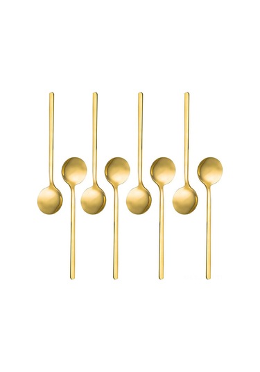 Ranyeek 8 Adet Gümüş Kaplama Paslanmaz Çelik İtalyan Kafe Kaşığı, 13.5 Cm Mini Çay Kaşığı, Kahve, Tatlı, Dondurma İçin, Yıkama Makinesine Uygun Altın