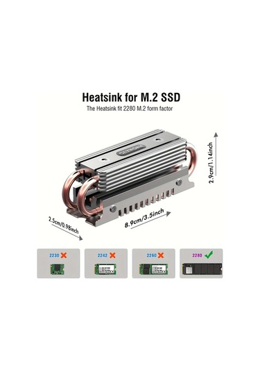 Boatshop1 Gri M2 Nvme 2280 Ssd Alüminyum Soğutucu Çift Bakır Isı Borusu Çift Katmanlı Kanatçık Silikon Ped Pcıe Sata Ssd