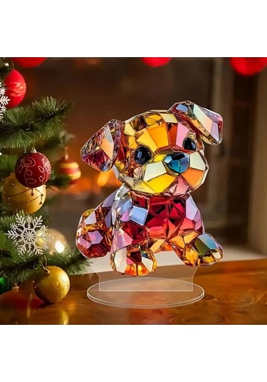 Opulentliving 2d Akrilik Köpek Süsü Suntek Tema Partisi Masa Orta Parçası 16,9x21 Cm 16,9 Cm X 21 Cm