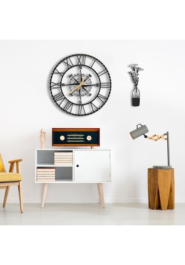50X50 Dekoratif Duvar Saati + Tablo 35 Cm (482235163) Siyah