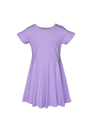 Lovetti Lila Kız Çocuk Düz Basic Kısa Kol Elbise 9560L009 Lila