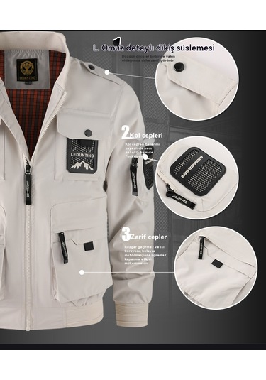 Su Geçirmez Kargo Çok Cepli Askeri Erkek Ceketi Sarı