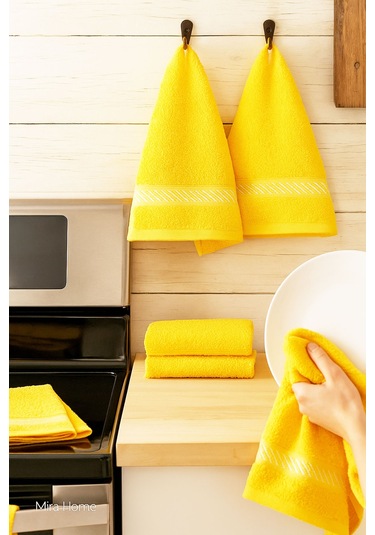 4 Lü Mutfak Kurulama Havlusu Bezi 30x30 Cm Sarı