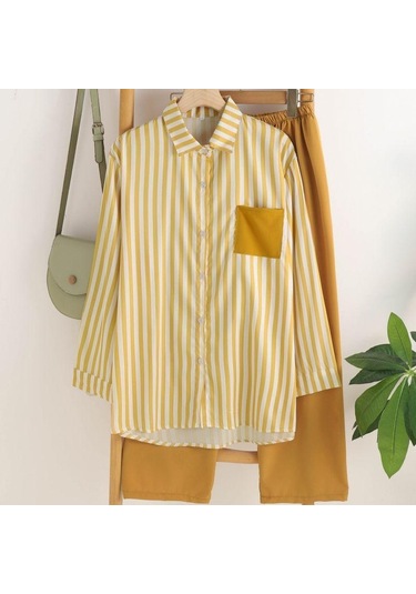 M-5xl Kadın Giyim İlkbahar Yaz Uzun Kollu Üst + Pantolon Yeni Çizgili Tek Sıra Yaka Gömlek + Geniş Paça Pantolon 2 Adet Turuncu M-5xl Kadın Giyim İlkbahar Yaz Uzun Kollu Üst + Pantolon Yeni Çizgili Tek Sıra Yaka Gömlek + Geniş Paça Pantolon 2 Adet Turuncu