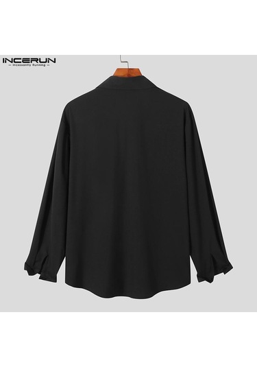 İncerun Bahar Erkek Püskül Baskılı Uzun Kol Bol Üstler Siyah