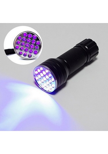 Uv Ultra Violet 21 Led El Feneri Mini Blacklight Alüminyum Torch Işık Lambası Yenı Dere Siyah