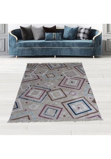 Dekoratif Milena Model Kaydırmaz Dot Taban Halı Çok Renkli