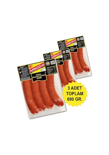 Doğal Füme Dana Frankfurter Sosis Üçlü Paket