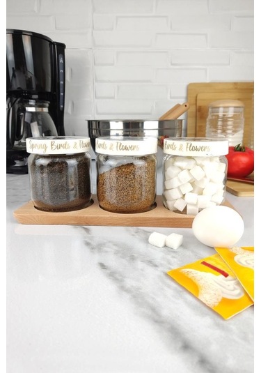 Digithome Ahşap Standlı 3 Lü Cam Kavanoz Seti 425 Cc 144387-040