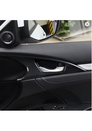 Honda Civic Fc5 2016-2021 Uyumlu İç Kapı Kolu Çerçevesi Karbon Ka