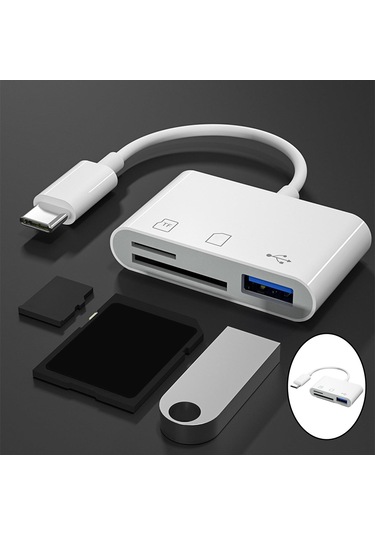 Homyl 3'ü 1 Arada Usb C Tf Sd Kart Okuyucu Kamera Hafıza Kartı