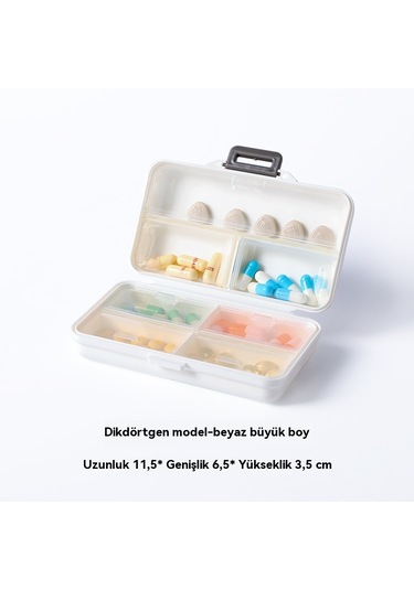 Taşınabilir İlaç Dağıtım Kutusu-beyaz Dikdörtgen