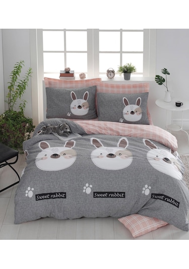 Eponj Home Nevresim Seti Çift Kişilik Tavşancık A.Kahve-Gri-Pembe A.Kahve - Gri - Pembe