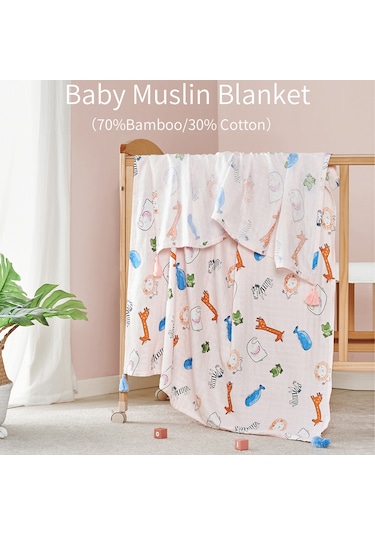 Jeehugo Yeni Doğan Bebek Battaniyesi - Çift Katlı Bambu Lifli Pamuk Muslin - Uzay Gemisi Desenli Sarılma Örtüsü 156x110cm DiğER