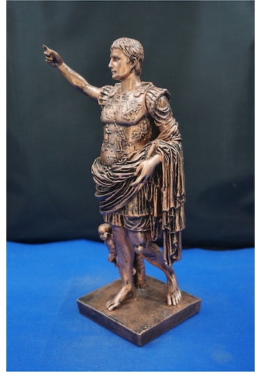 Sezar Augustus Roma İmparatoru Heykeli - 33 Cm Dekoratif Biblo, Ev & Ofis Hediyelik Aksesuar Bakır