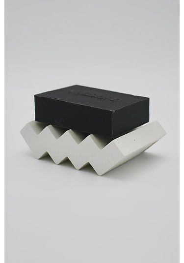 Dekoratif Beton Sabunluk Dayanıklı, El Yapımı, Modern Tasarım Banyo Dekorasyon Ürünü Gri Beyaz