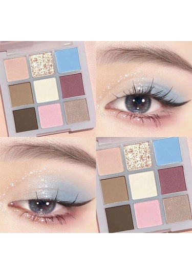 9 Renk Koyu Punk Dumanlı Göz Farı Paleti Gri Pembe Inci Mat Göz Farı Parlatıcı 11 01