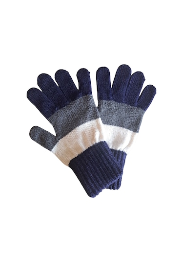 Garson Beden Erkek Çocuk Eldiven Lacivert Beyaz - 8-12 Yaş Lacivert