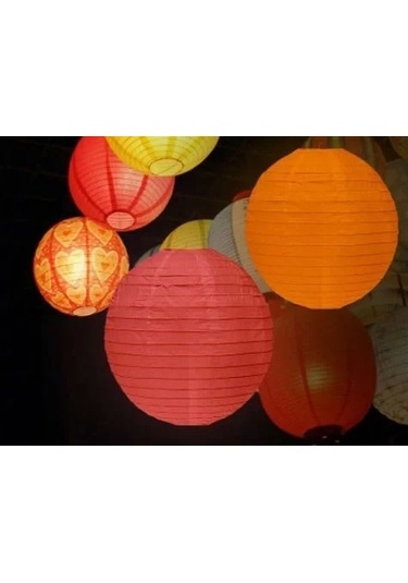 Dekoratif Çin Feneri Kağıt Lamba - Kırmızı Renkli