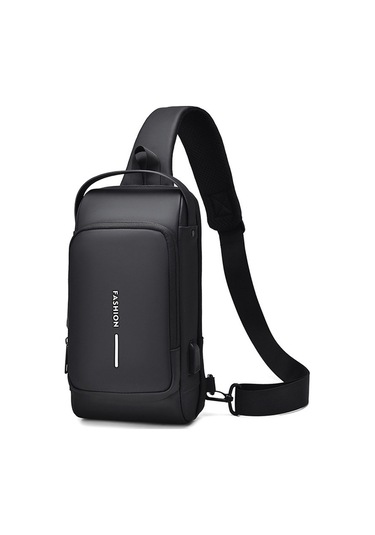 Sones Weıxıer X314 Su Geçirmez Spor Çapraz Askılı Sırt Çantası Usb Şarjlı Büyük Kapasiteli Tek Omuz Çantaları Siyah