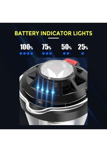 Pazly Su Geçirmez Manyetik Usb Tripod Fener, Taşınabilir Kamp Işık, Dış Mekan Çadır Acil Durum Çalışma Siyah Siyah