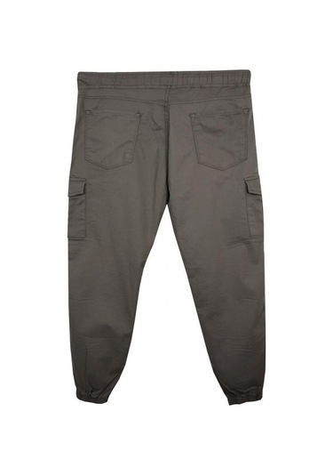 Kargo Cepli Büyük Beden Likralı Jogger Pantolon Toprak