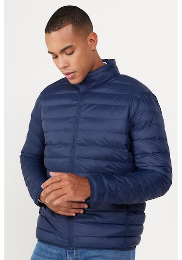 Erkek Lacı Standart Fit Normal Kesim Dik Yaka Mont Lacı Lacivert