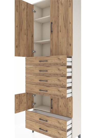 Arges Dolap 4 Raflı 6 Çekmeceli 4 Kapaklı 88x30x243 Aytaşı-çam Aytaşı