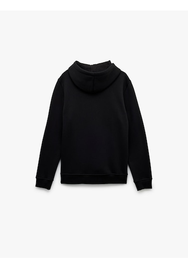 Koton Şardonlu Uzun Kollu Basic Kapşonlu Sweatshirt Siyah 6wam70015mk Siyah