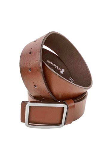 Hakiki Deri Kemer Erkek Spor Taba İğne Toka 4 CM / Rs1016 Si Taba