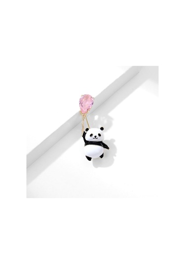 Monyee Panda Balon Desenli Kristal Yaprak Broş - Yarı İpek Pırlanta Ve Alyuminyum Alaşımlı, 7.3x3.5cm, Tekli Opp Çanta Paketi Çok Renkli