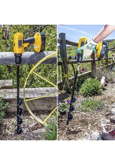 Pazly El Matkabıyla Kullanılabilir Spiral Matkap Ucu - Bahçe Ve Bitki Dikimi İçin Sarı-siyah Renkler