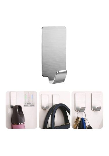 Yapışkanlı Metal Banyo Mutfak Eşya Askılığı Al4468-1 Adet Gümüş