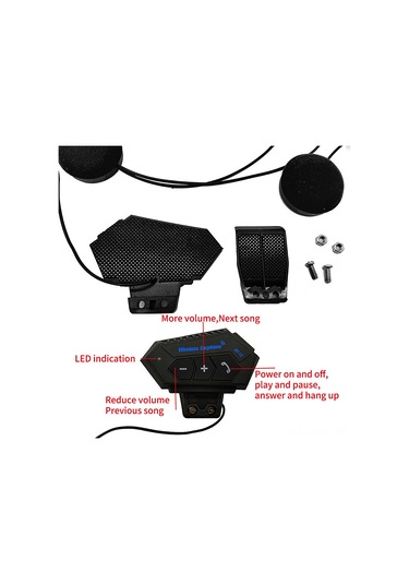 Gajeena Motorsiklet Kaskı İçin Bluetooth Kulaklık - Kablosuz Konuşma, Müzik Kontrolü, Uzun Pil Ömrü, Siyah Renk